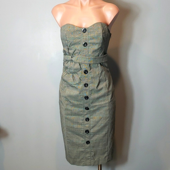 Anthropologie Dresses & Skirts - Floreat Dress Preppy Retroglam Plaid Doubly Adorned Gray 4